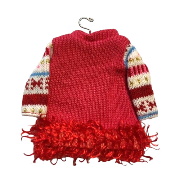 Soft Fluffy Llama Ugly Sweater Christmas Tree Ornament w/ Coat Hanger - Picture 3 of 3